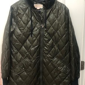 Michael Kors Quilted removable hooded Jacket light weight  Green Large Women’s